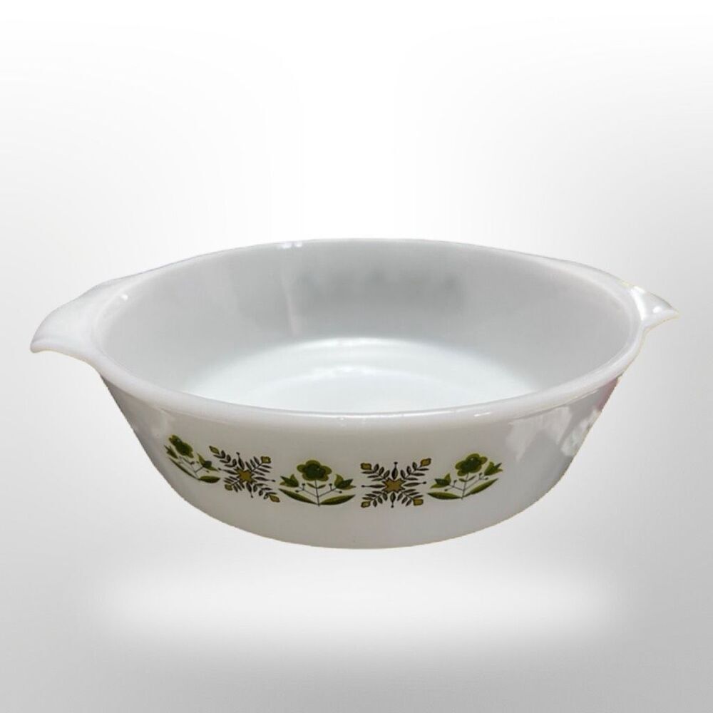 Vintage 1960s Fire King Oval Casserole Dish #347 1 1/2 Quart Meadow Green